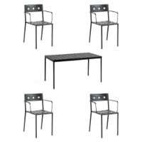 Billede af HAY Balcony Table L: 144 cm + 4 Balcony Armchairs - Anthracite 