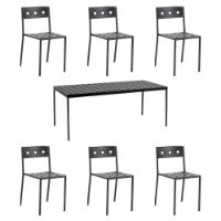 Billede af HAY Balcony Table L: 190 cm + 6 Balcony Chairs - Anthracite