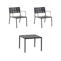 Billede af HAY Balcony Low Table 50x51,5 cm + 2 Balcony Lounge Armchairs SH: 39 cm - Anthracite