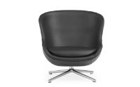 Billede af Normann Copenhagen Hyg Low Loungestol SH: 40 cm - Sort Læder/Aluminium
