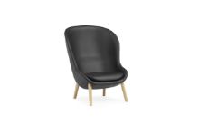Billede af Normann Copenhagen Hyg High Loungestol SH: 40 cm - Sort Læder/Eg