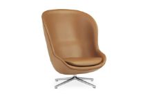 Billede af Normann Copenhagen Hyg High Loungestol SH: 40 cm - Brandy Læder/Aluminium