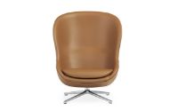 Billede af Normann Copenhagen Hyg High Loungestol SH: 40 cm - Brandy Læder/Aluminium