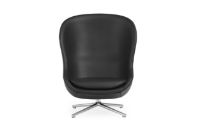 Billede af Normann Copenhagen Hyg High Loungestol SH: 40 cm - Sort Læder/Aluminium
