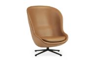 Billede af Normann Copenhagen Hyg High Loungestol SH: 40 cm - Brandy Læder/Sort Aluminium