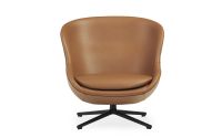 Billede af Normann Copenhagen Hyg Low Loungestol SH: 40 cm - Brandy Læder/Sort Aluminium