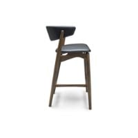 Billede af Sibast Furniture No 7 Bar Stool Fuldpolstret SH: 65 cm - Eg Mørk Olie/Sort læder