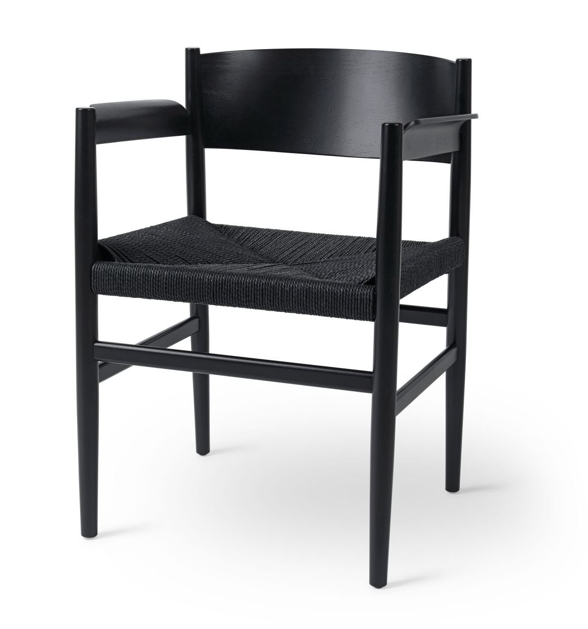 Billede af Mater Nestor Sidechair Armrest SH: 44 cm - Black Beech/Black Paper Cord Seat 