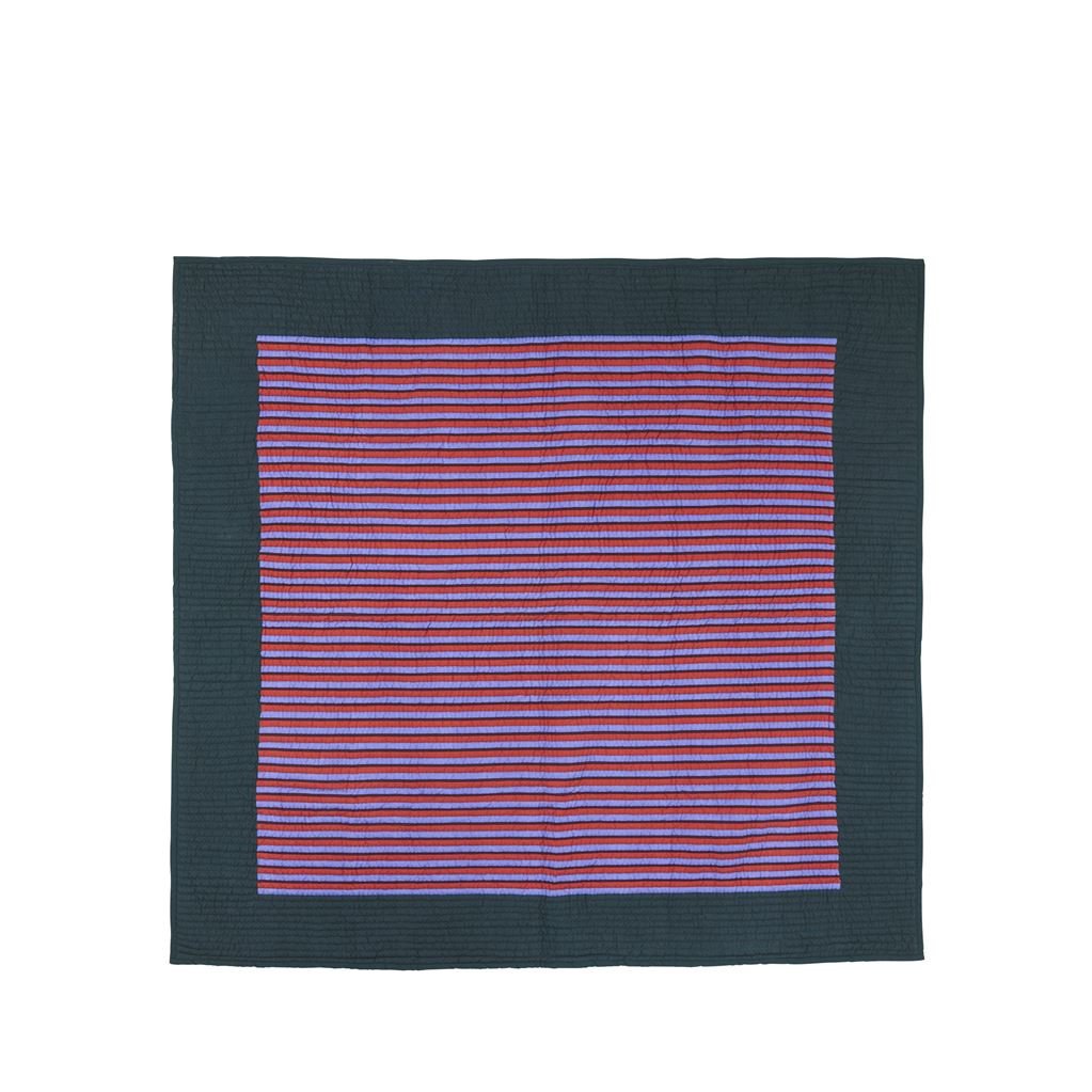 Billede af Hübsch Twist Bedspread Stripe 260x260 cm - Petrol/Multicolour 