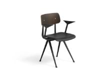 Billede af HAY Result Armchair Seat Upholstery SH: 46 cm - Black Powder Coated Steel/Smoked Oak Veneer/Sense Black