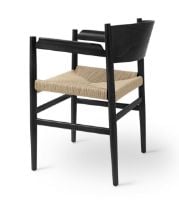 Billede af Mater Nestor Sidechair Armrest SH: 44 cm - Black Beech/Natural Paper Cord Seat 