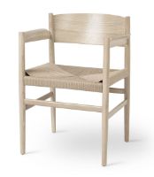 Billede af Mater Nestor Sidechair Armrest SH: 44 cm - White Oak/Natural Paper Cord Seat 