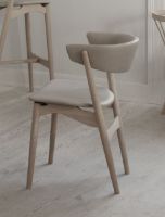 Billede af Sibast Furniture No 7 Dining Chair Fuldpolstret SH: 65 cm - Hvidolieret Eg/Læder Light Grey