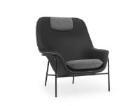 Billede af Normann Copenhagen Drape Lounge Chair High Steel H: 103 cm - Ultra Leather Black / Hallingdal 0166

