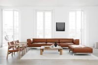 Billede af Fredericia Furniture 4511 Delphi 3. Pers Sofa L: 240 cm - Cognac 370/Børstet Alu