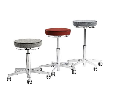 Vermund VL66 Taburet SH: 44-64 cm - Krom/Rød/Bordeaux