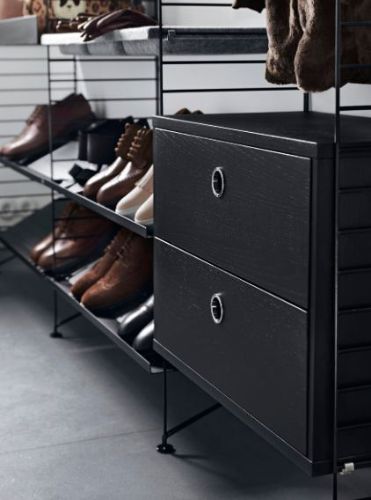 String Furniture Cabinet With Two Drawers 78x42x30 cm - Black Stained Ash