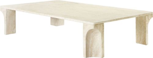 GUBI Doric Coffee Table Rectangular 140x80 cm - Neutral White Travertine