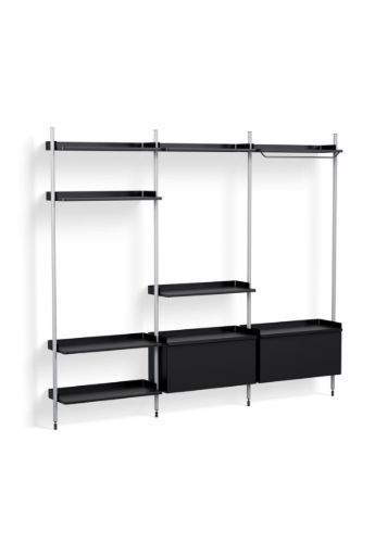 HAY Pier System 1093 3 Columns 242x209 cm - PS Black Steel/Clear Anodised Profiles