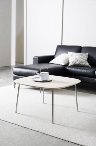 Thomsen Furniture Oak Sofabord 80x80 cm - Hvidolieret Eg/Stål