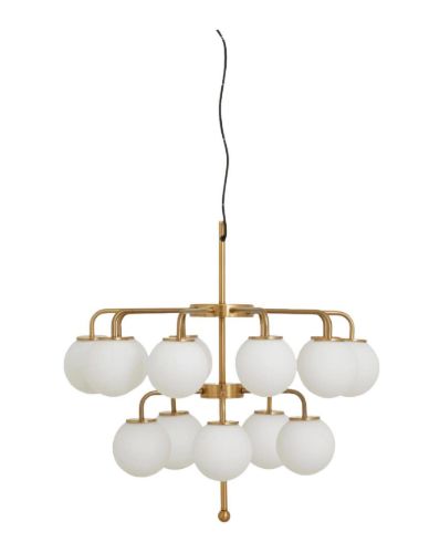 Nordal PALMA Lysekrone Ø: 74 cm - Messing/Hvid