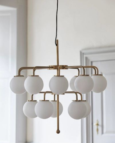 Nordal PALMA Lysekrone Ø: 74 cm - Messing/Hvid