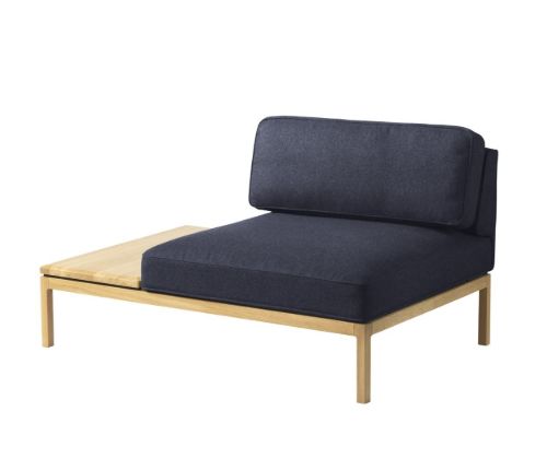 FDB Møbler L37 7-9-13 Sofamodul m. Bord Venstre 130x90 cm - Dark Blue/Main Line Flax
