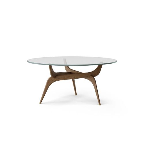Brdr. Krüger Triiio Sofabord Ø:90 cm - Røget Eg/Klar glas