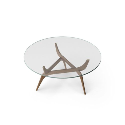 Brdr. Krüger Triiio Sofabord Ø:90 cm - Røget Eg/Klar glas