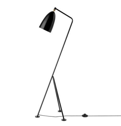 GUBI Gräshoppa Floor Lamp H: 125 cm - Black Glossy