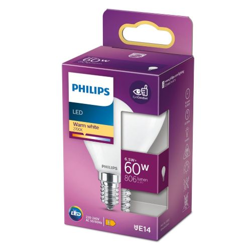 PHILIPS Classic E14 LED Pære 60W - Varm Hvid/Mat