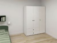 Billede af FLEXA Roomie Garderobeskab 3 Låger + 2 Skuffer H: 202.5 cm - Hvid/Dyb Grøn