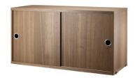 Billede af String Furniture Cabinet With Sliding Doors B: 78 cm - Walnut