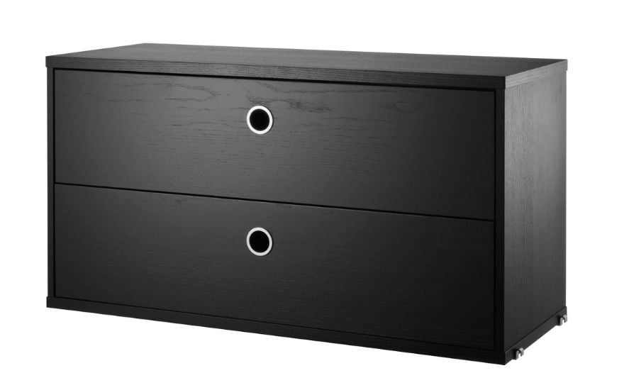 Billede af String Furniture Cabinet With Two Drawers 78x42x30 cm - Black Stained Ash
