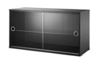 Billede af String Furniture Display Cabinet With Sliding Glass Doors B: 78 cm - Black Stained Ash