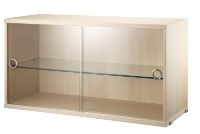 Billede af String Furniture Display Cabinet With Sliding Glass Doors B: 78 cm - Ash