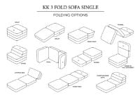 Billede af By KlipKlap KK 3 Fold Sofa Single Soft L: 75 cm - Blue Grey/Grey OUTLET