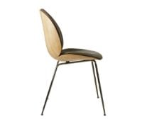 Billede af GUBI Beetle Dining Chair Conic Base SH: 43,5 cm - Black Chrome Base/Veneer Shell/Soft Leather Gray