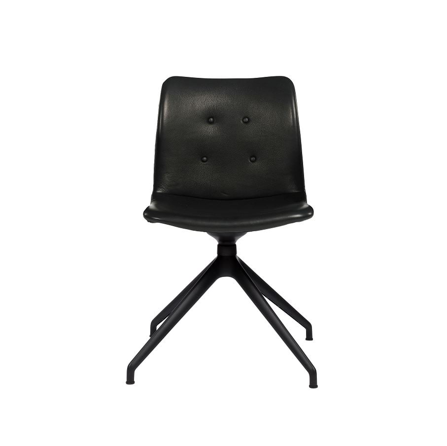 Billede af Bent Hansen Primum Dynamic Chair  SH: 46 cm - Black Powder Coated Steel/Zenso 2 Black Leather 207 
