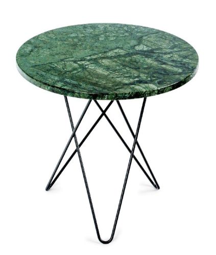 OX Denmarq MINI O Table Ø: 40 cm - Black Powder Coated Steel/Green Indio Marble
