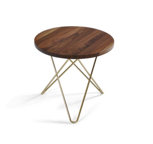 OX Denmarq MINI O Table Ø: 40 cm - Brass/Walnut