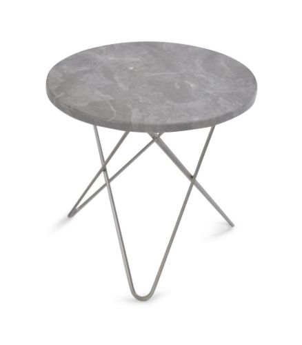 OX Denmarq MINI O Table Ø: 40 cm - Stainless Steel/Grey Marble