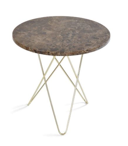 OX Denmarq MINI O Table Tall Ø: 50 cm - Brass/Brown Emperador Marble