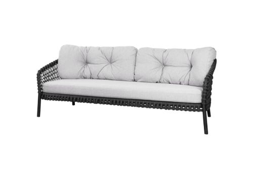 Cane-line Outdoor Ocean Large 3 pers. Sofa L: 202 cm Inkl. Hyndesæt - Dark Grey/White Grey
