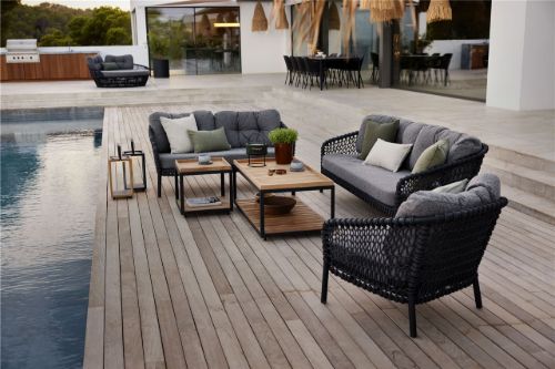 Cane-line Outdoor Ocean Large 3 pers. Sofa L: 202 cm Inkl. Hyndesæt - Dark Grey/White Grey