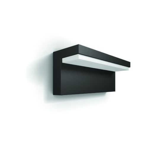 PHILIPS Bustian LED Væglampe L: 22 cm - Antracitgrå/Aluminium/Varm Hvid