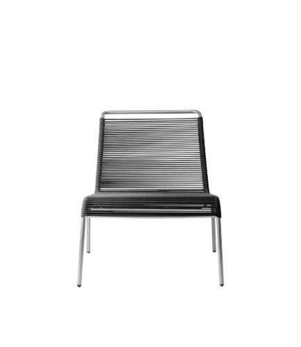 FDB Møbler M20L Teglgård Lounge Snorestol 72x66x64 cm - Rustfrit Stål/Sort