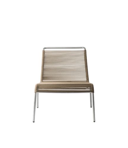 FDB Møbler M20L Teglgård Lounge Snorestol 72x66x64 cm - Rustfrit Stål/Brun Meleret