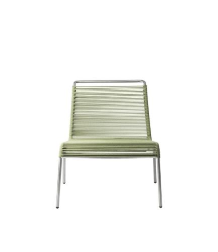 FDB Møbler M20L Teglgård Lounge Snorestol 72x66x64 cm - Rustfrit Stål/Grøn Meleret