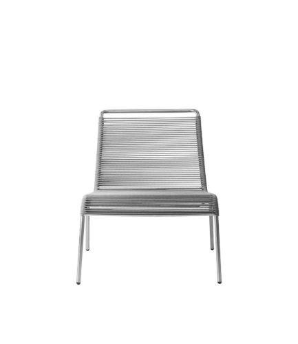 FDB Møbler M20L Teglgård Lounge Snorestol 72x66x64 cm - Rustfrit Stål/Lysegrå Meleret